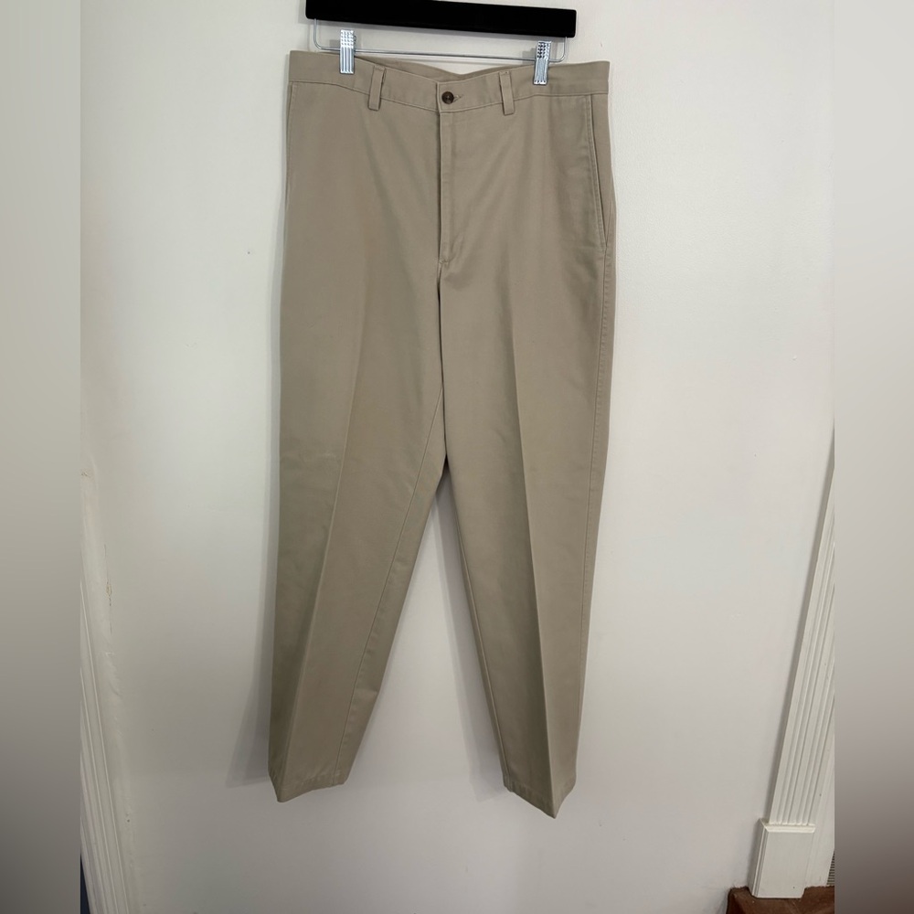Haggar Tan Chinos Flat Front Cotton Blend Size 34x32